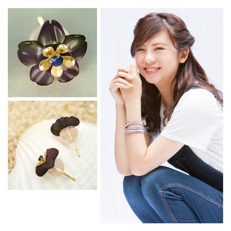 さくら 桜 ピアス レディース メンズ サファイア K10 イエローゴールド