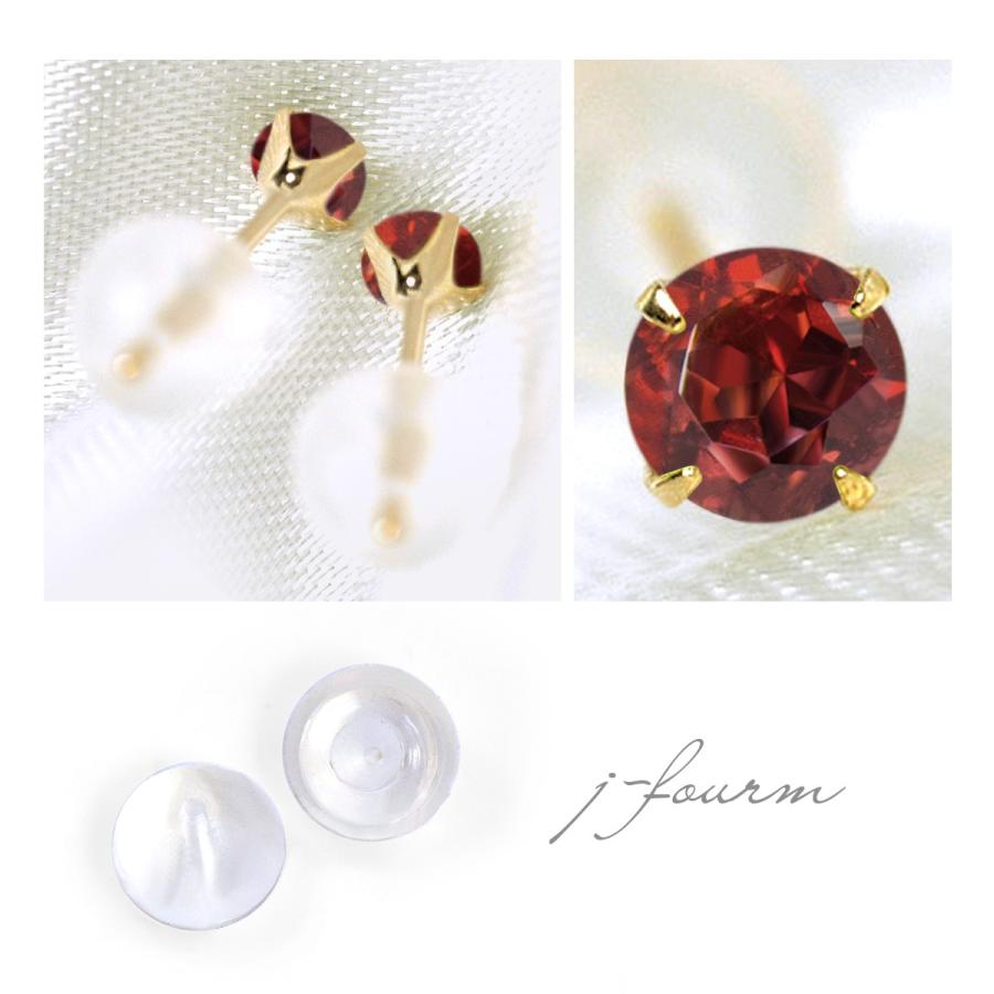 ガーネット ピアス K18 レディース メンズ イエローゴールド 3mm 両耳