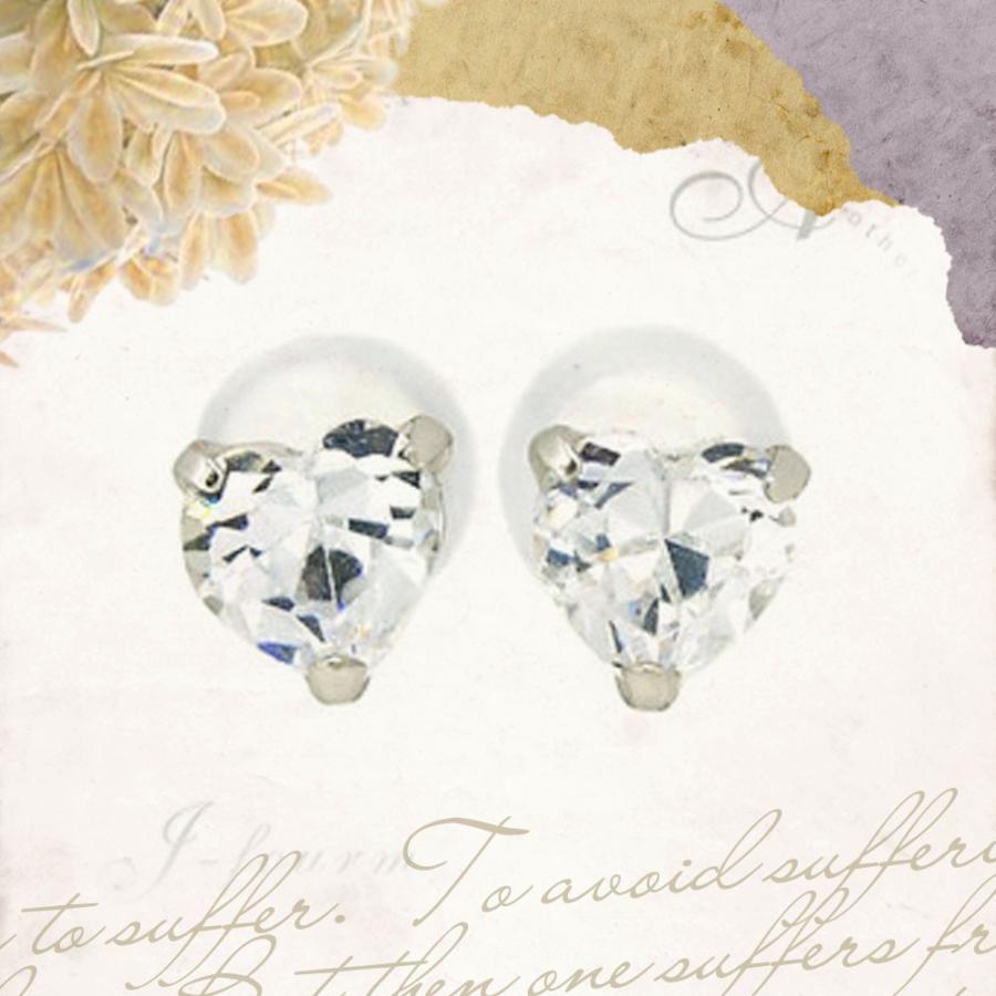 プラチナ ハート ピアス レディース メンズ ラップドinハート