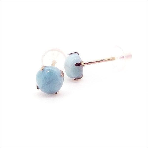ラリマー ピアス K10 ピンクゴールド ラリマール 両耳用 4mm ラウンド