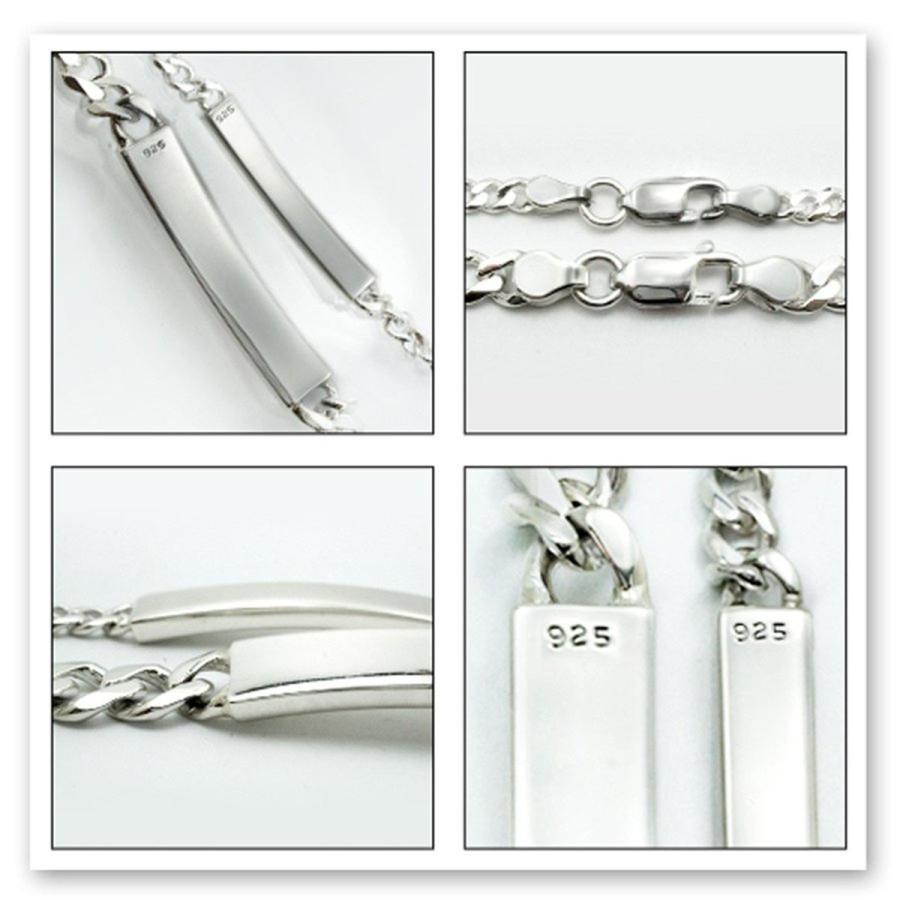 シルバー925ペアブレスレット IDブレス 4mm 6mm 喜平 キヘイ メンズ シルバー925ペアブレスレット IDブレス 4mm 6mm 喜平 キヘイ メンズ
