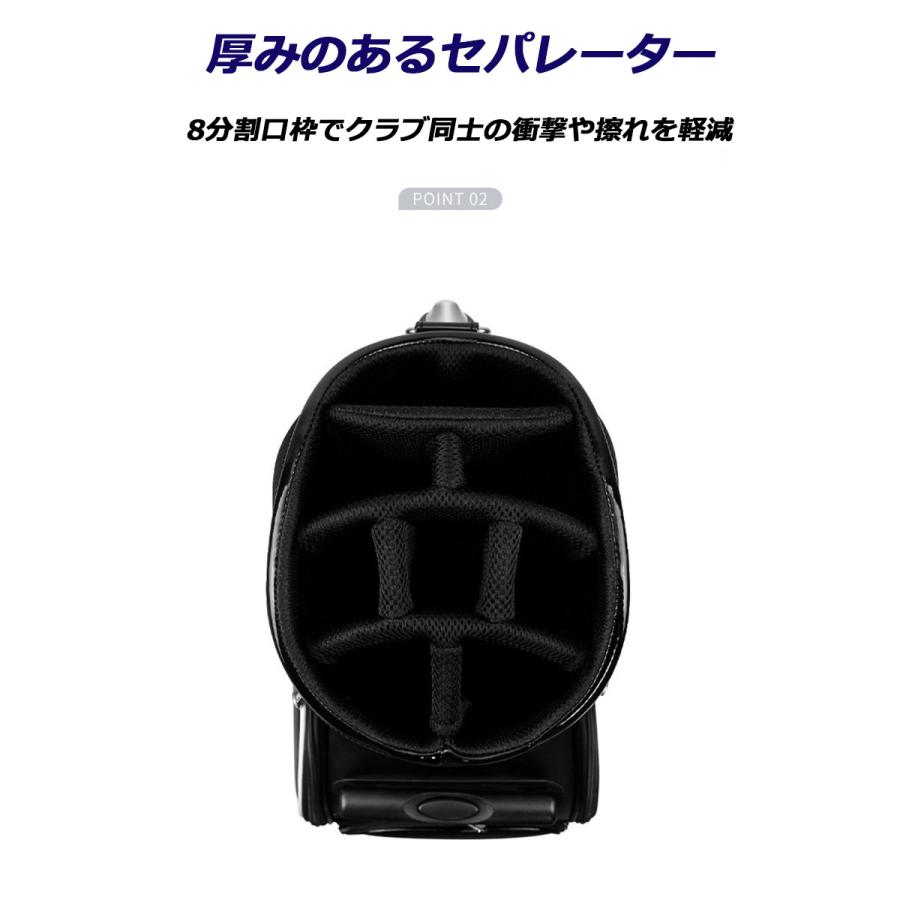 ゴルフキャディバッグ キャスター付き ゴルフバッグ 防水 PU素材 8分割