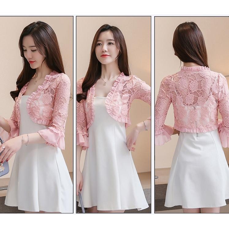 【NO DRESS】ピンク レース ボレロ　新品未使用 123bo05-g.jpg