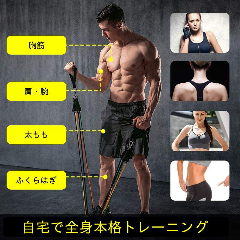 トレーニングチューブ 11点セット 筋トレ ゴムチューブ 16tt01
