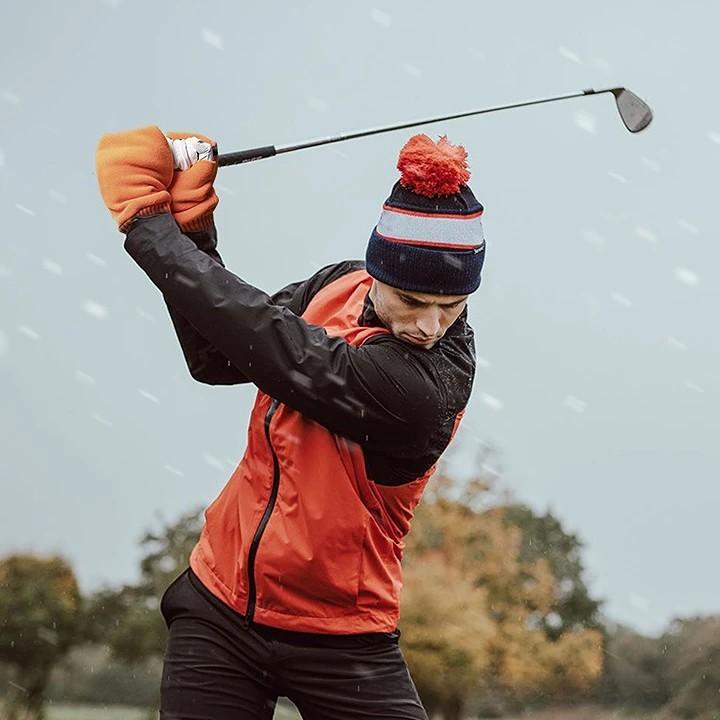 ミトンハンドウォーマー ゴルフ 防寒 手袋 スイングOK メンズ