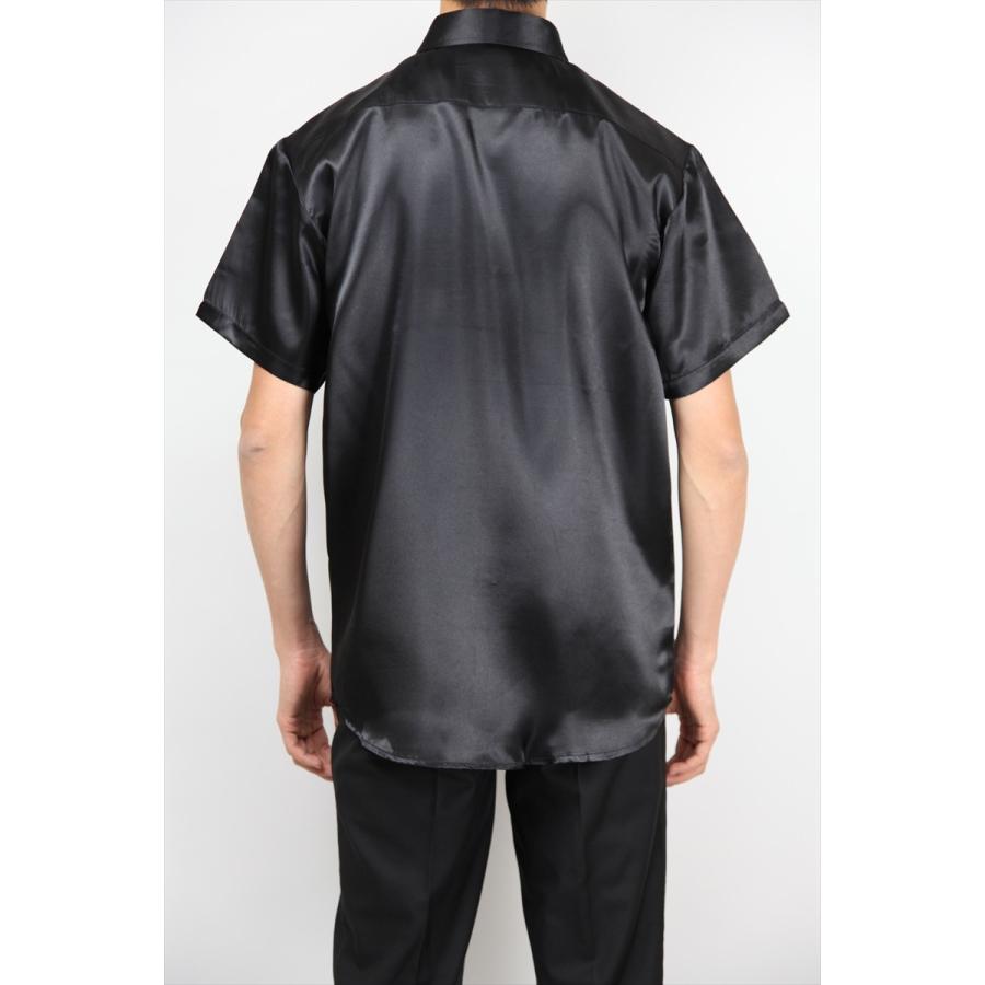 Supreme サテンシャツ ブラック 半袖シャツ Lサイズ サテンシャツ 半袖 4色 XXS〜3Lサイズ ワイシャツ ドレスシャツ