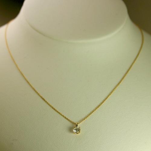 ダイヤモンド ネックレス K18 一粒 0.2ct 鑑定書付 0.286ct Eカラー