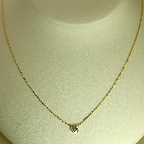 ダイヤモンド ネックレス K18 一粒 0.2ct 鑑定書付 0.222ct Fカラー