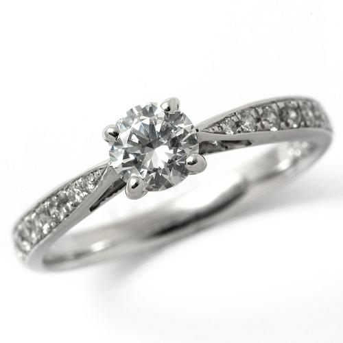 婚約指輪 ダイヤモンド 0.3カラット プラチナ 鑑定書付 0.352ct D 