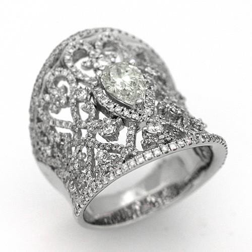 ダイヤモンド リング K18WG 0.83ct ペアシェイプカット 1.50ct 激安 