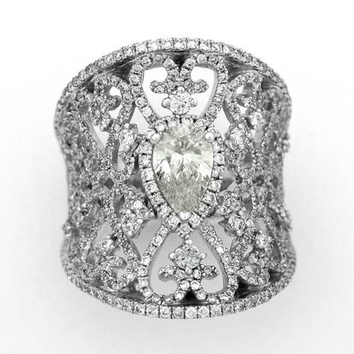 ダイヤモンド リング K18WG 0.83ct ペアシェイプカット 1.50ct 激安