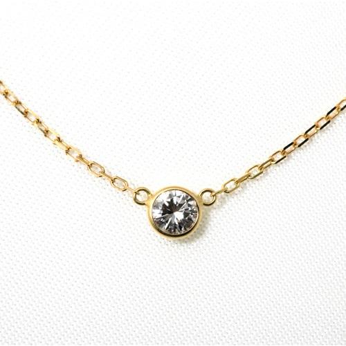 選べる２個セット ダイヤモンド ネックレス 一粒 ゴールド 0.2カラット ...