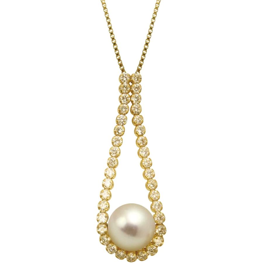 華きらり] K18 アコヤパール8.5mm ダイヤモンド 計0.8ct ネックレス