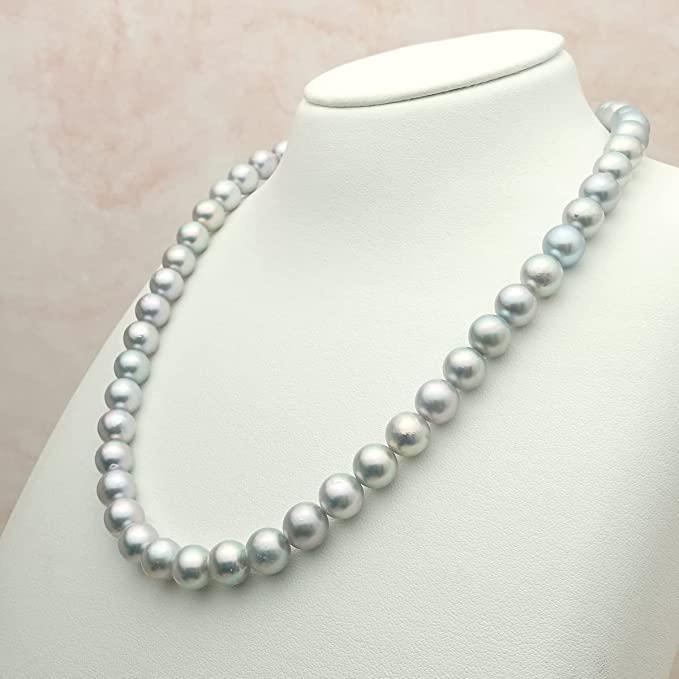 華きらり] アコヤ真珠 グレー ネックレス 8.5-9.0mm 本真珠 : J