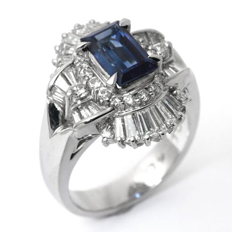 サファイア リング ダイヤモンド プラチナ 9月の誕生石 1.69ct 1.40ct