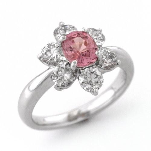 パパラチアサファイア リング 非加熱 ダイヤモンド プラチナ 9月の