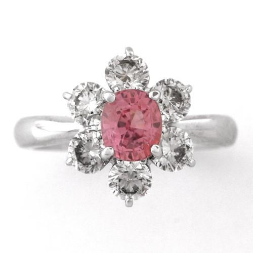 パパラチアサファイア リング 非加熱 ダイヤモンド プラチナ 9月の  