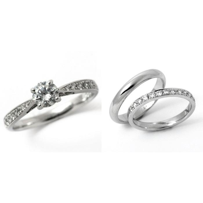 婚約 ネックレス 結婚指輪 3セット ダイヤモンド プラチナ 0.4カラット
