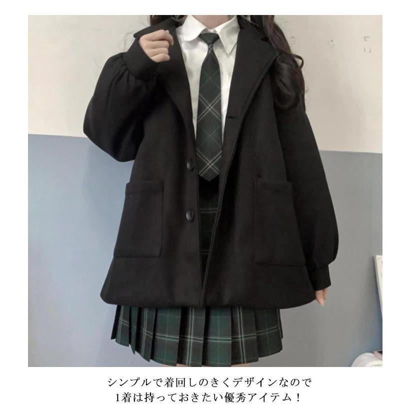 スクールカーディガン Vネック スクールコート 学生 レディース ピーコート 羽織り 制服 学生服 アウター 無地 かわいい ゆったり 中学生 高校生｜j-k-store｜12