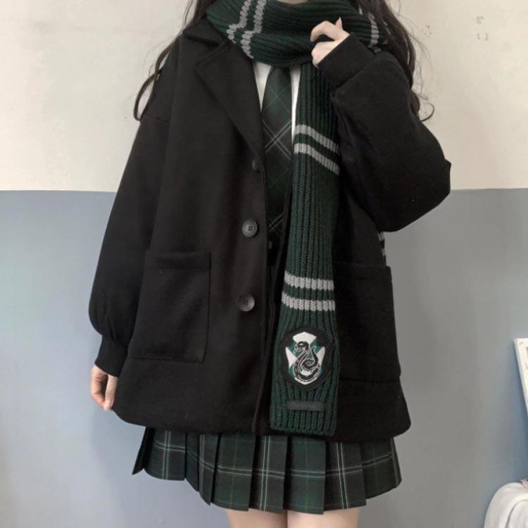 スクールカーディガン Vネック スクールコート 学生 レディース ピーコート 羽織り 制服 学生服 アウター 無地 かわいい ゆったり 中学生 高校生｜j-k-store｜04