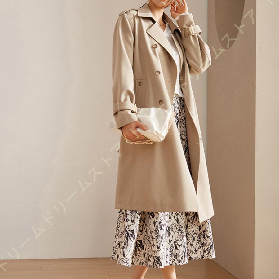 軽い 暖かい コート レディース ポリエステル トレンチコート ベルト  