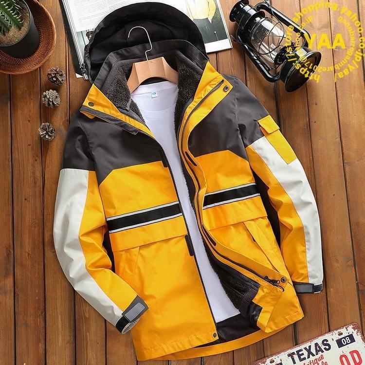 マウンテンパーカー メンズ 秋 インナー付き 2点セット 裏ボア ナイロン 登山服 アウトドア 防寒着 撥水 防風｜j-k-store｜04