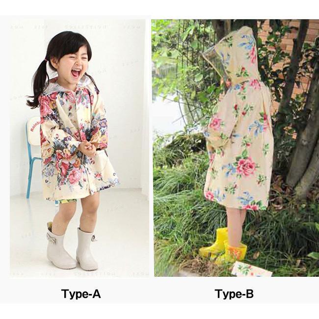 レインコート カッパ キッズ 子ども服 子供 女の子 花柄 通学 通園 カッパ 雨 レインコート 子供 雨具 マント キッズ コート｜j-k-store｜02