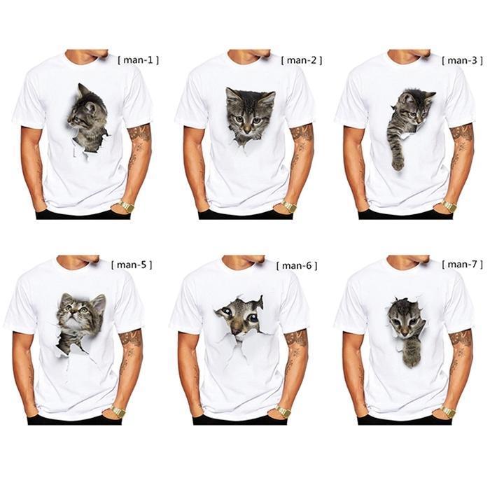 Tシャツ レディース イラスト 可愛い 3D 猫 Tシャツ 半袖 男女兼用 薄手 ねこ 白 レディース 面白 おもしろ かわいい トリックアート｜j-k-store｜15