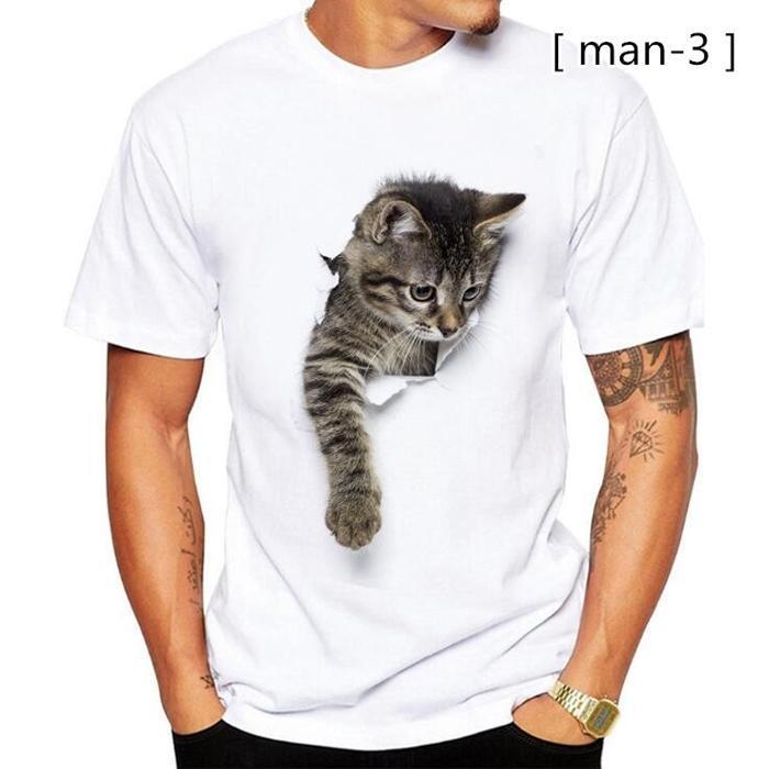 Tシャツ レディース イラスト 可愛い 3D 猫 Tシャツ 半袖 男女兼用 薄手 ねこ 白 レディース 面白 おもしろ かわいい トリックアート｜j-k-store｜10