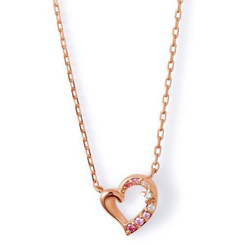 レディースネックレス THE KISS Swarovski Zirconia SV925製 シルバー ネックレスピンクコーティング THE KISS BOX 袋付 SPD1836DM｜j-kimura