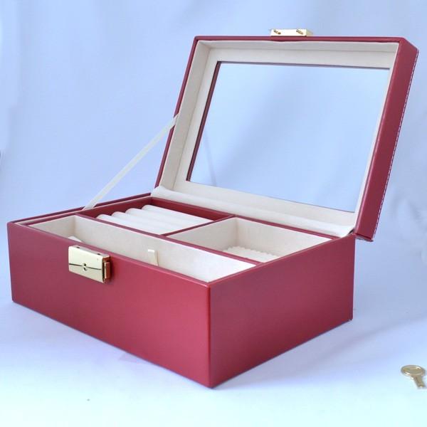 高級 ジュエリーボックス 大容量 鍵付 真っ赤でシンプル 宝石箱 ジュエリーケース  誕生日 ジュエリー アクセサリー プレゼント｜j-kotobuki