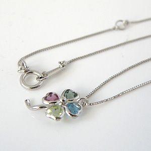 ハート 四葉 クローバーペンダントネックレス【K18WG ハート 四葉 クローバーペンダントネックレス【K18WG