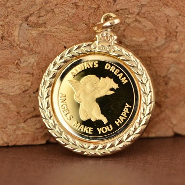 コイン ペンダント エンジェル 天使の羽 コインペンダントトップ 純金  