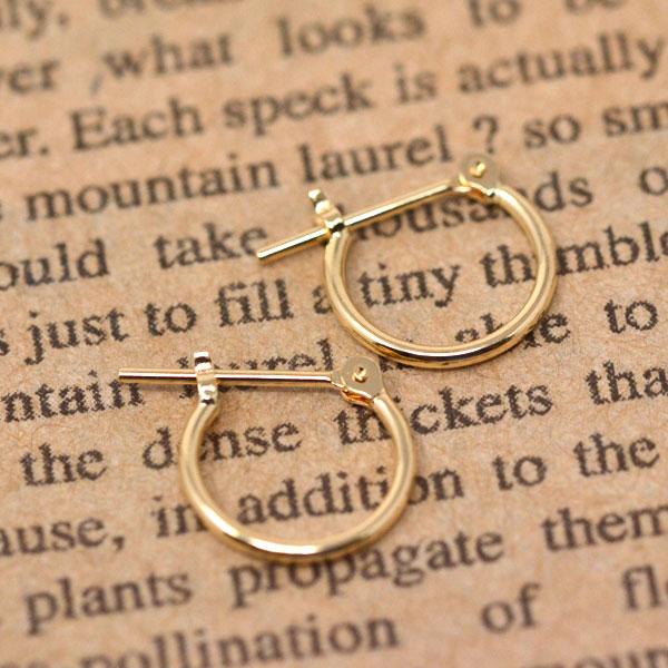 フープピアス 小さめ 日本製 フープ K18 両耳用 ピアス パイプサイズ 1mm × 10mm 18金 18k ゴールド レディース メンズ 男性 女性 プレゼント お磨きクロス付_1