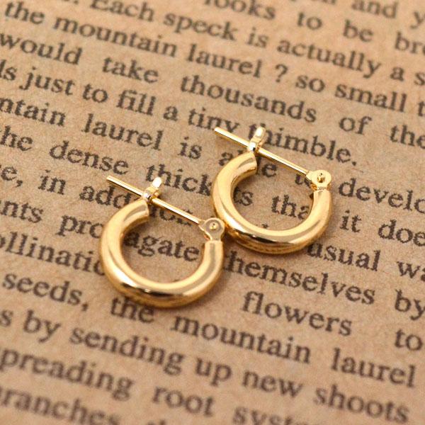 フープピアス 日本製 フープ K18 両耳用 ピアス パイプサイズ 2mm × 10mm 18金 18k ゴールド レディース メンズ 男性 女性 プレゼント お磨きクロス付 ギフトの画像