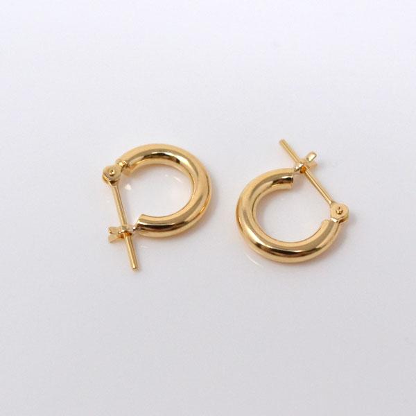 フープピアス 日本製 フープ K18 両耳用 ピアス パイプサイズ 2mm × 10mm 18金 18k ゴールド レディース メンズ 男性 女性 プレゼント お磨きクロス付 ギフトの画像