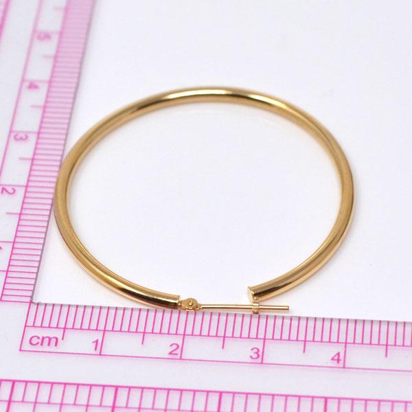 フープピアス 日本製 フープ K18 両耳用 ピアス パイプサイズ 2mm × 40mm 18金 18k ゴールド 大きめ レディース メンズ 男性 女性 ピアス お磨きクロス付の画像