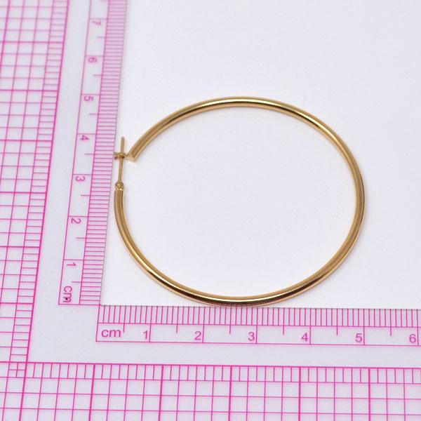 フープピアス 日本製 フープ K18 両耳用 ピアス パイプサイズ 2mm × 50mm 18金 18k ゴールド 大きめ レディース メンズ 男性 女性 ピアス お磨きクロス付の画像