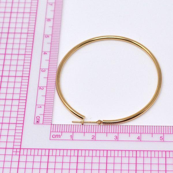 フープピアス 日本製 フープ K18 両耳用 ピアス パイプサイズ 2mm × 50mm 18金 18k ゴールド 大きめ レディース メンズ 男性 女性 ピアス お磨きクロス付の画像