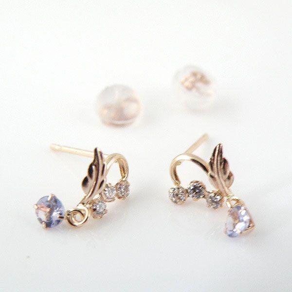 タンザナイト エンジェルピアス ピンクゴールド 12月誕生石 揺れる