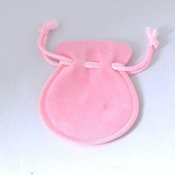 ジュエリーポーチ ピンク スエード調 巾着袋 アクセサリーポーチ 携帯用 ミディアム中サイズ 誕生日 ジュエリー アクセサリー プレゼント