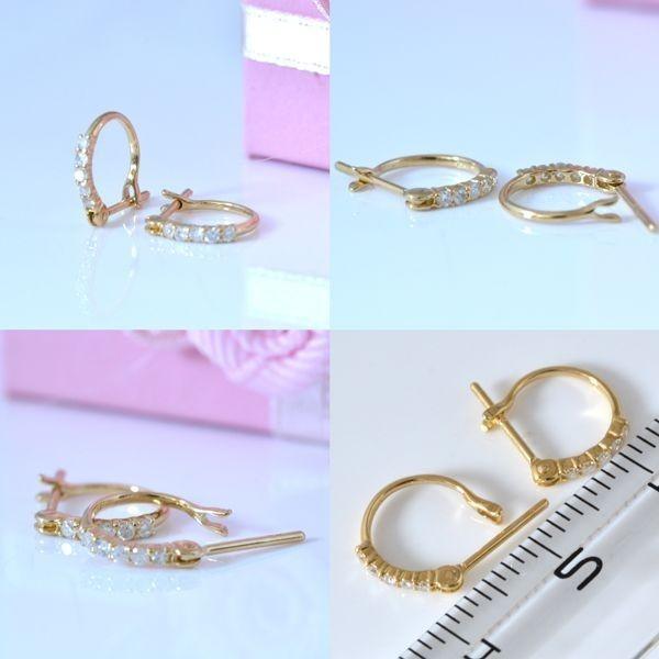 フープピアス k18 ダイヤモンド トータル 0.1Ct フープ ピアス  両耳用 レディース ジュエリー アクセサリー  プレゼントの画像