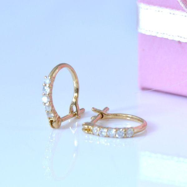 フープピアス k18 ダイヤモンド トータル 0.1Ct フープ ピアス  両耳用 レディース ジュエリー アクセサリー  プレゼントの画像