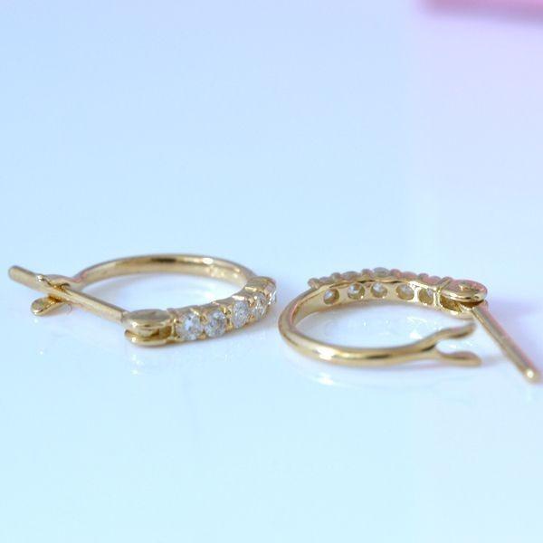 フープピアス k18 ダイヤモンド トータル 0.1Ct フープ ピアス  両耳用 レディース ジュエリー アクセサリー  プレゼントの画像
