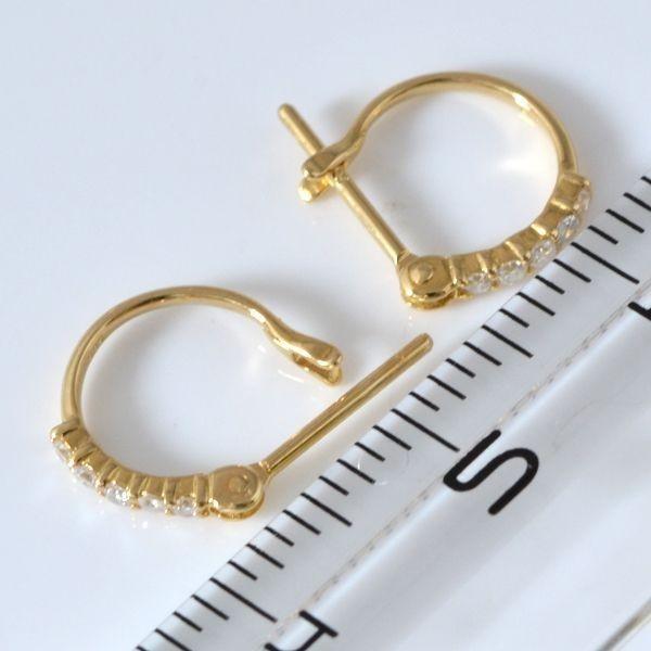 フープピアス k18 ダイヤモンド トータル 0.1Ct フープ ピアス  両耳用 レディース ジュエリー アクセサリー  プレゼントの画像