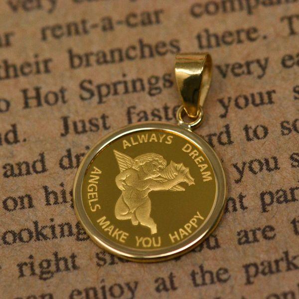 天使 コインペンダント エンジェル コイン ペンダント トップ 純金 24