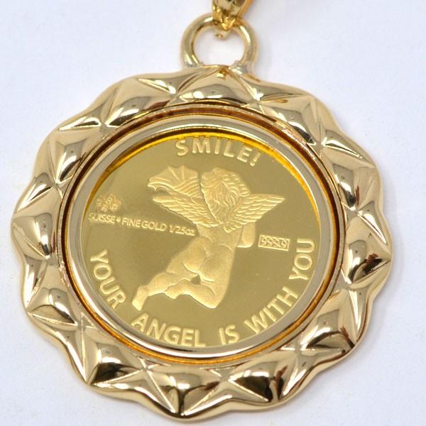 コイン エンジェル 天使 ペンダント トップ 金貨 K24 1/25オンス 24金
