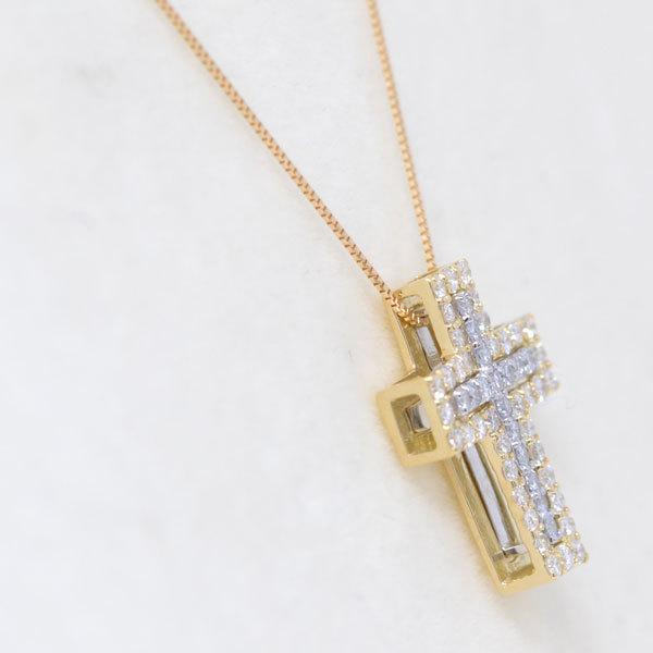 十字架 クロス ネックレス 18金 K18 18K 3way ネックレス ダイヤモンド 