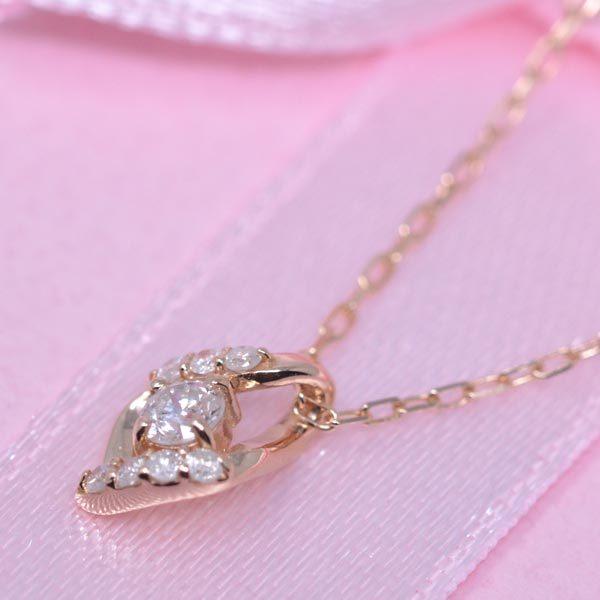上品な 1粒 ダイヤモンド ネックレス ダイヤ 0.1カラット 可愛い K10PG ピンクゴールド 彼女 女性 ギフト プレゼントの画像