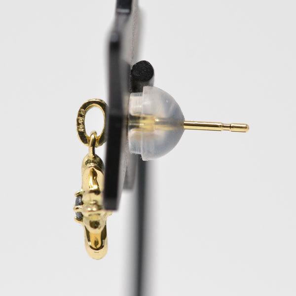 18金 片耳ピアス 十字架 クロス 片耳用 18k K18 ゴールド レディース